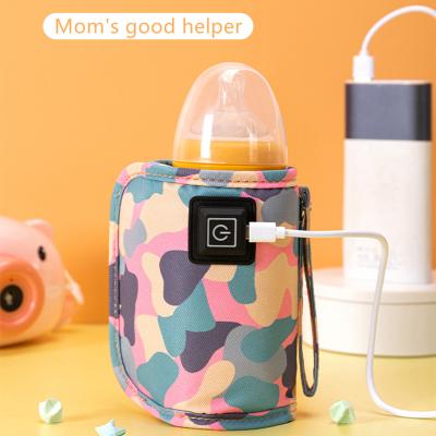 China Temperature Adjusting 2021 Portable USB Baby Bottle Warmer Travel Cover Insulation Thermostat Milk Warmer Infant Baby Bottle Food Heated Heater for sale