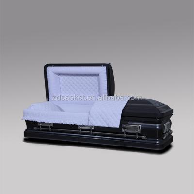 China 2017 New Style American Style Metal Casket 18ga Urn Pointed Midnight Blue White Velvet Interior for sale