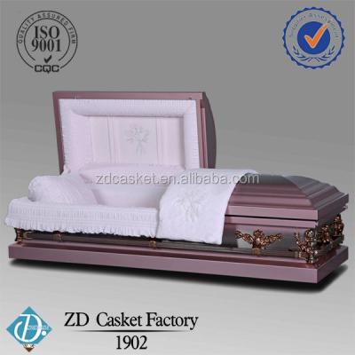 China 1902 American Style Square Corner Stainless Steel Funeral Casket for sale