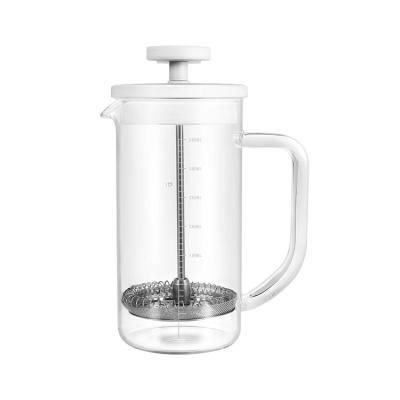 China WITH LID French Press Coffee Maker Pot 350ml Plunger, Custom Plastic White Travel Tea Camper French Press Classic Glass Coffee Maker for sale