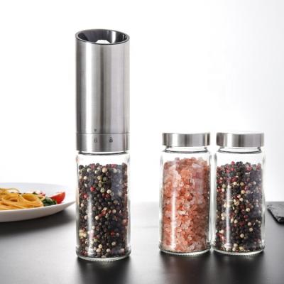 China Sustainable Stainless Steel Salt and Pepper Grinder Set Rechargeable Electric Spice Grinder Spice Grinder with Ceramic Storage Spice Grinder for sale