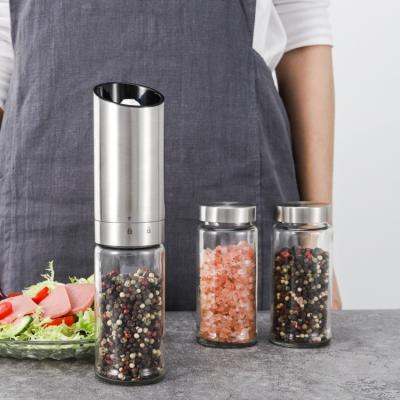 China Sustainable 304 Stainless Steel Electric Ceramic Salt Mill With 170ml Glass Jar for sale