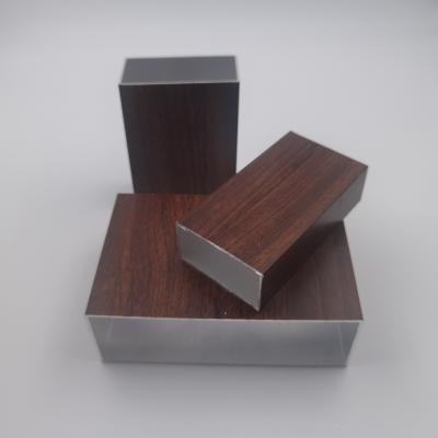 China Wood Grain Aluminium Tube Profiles Extruded Aluminum Rectangular Tubing for sale