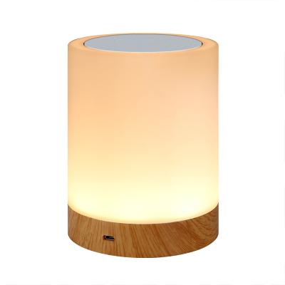 China Modern New Dimmable Colorful LED Grain Atmosphere Creative Wood Light Touch Pat Light Rechargeable Night Light Bedside Table Lamp for sale