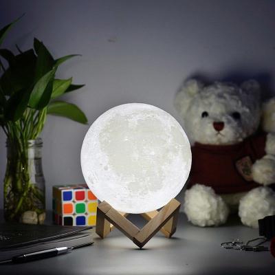 China Modern LED 3D Printing Portable Touch 3D Moon Night Light USB Charger Table Lamp Moon Light Decoration Desk Lamp for sale