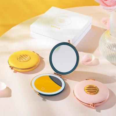 China 2022 New Fashion Handheld Lighted Hand Mirror Pocket Makeup Cosmetic Portable Led Mirror for sale