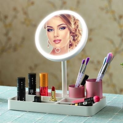 China Free Sample Modern Handheld Dimmable and Rechargeable LED Desk Lamp Table Light with Makeup Mirror for sale