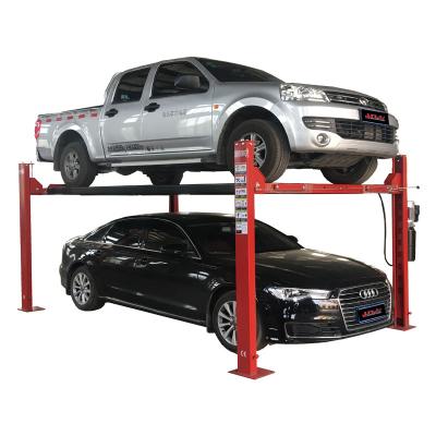 China Low Ceiling Auto Lift 4 Post Car Lift Double Decker With Casters 9000 lbs For Garage 6 Buyers 3700KGS for sale