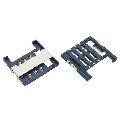 China 6 contacts surface sim card connector push-pull external mount for PCB SMT SIM Card holder 6pin connectors for sale