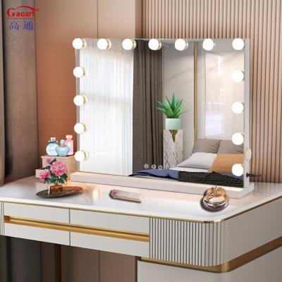 China Extra LOGO Originele Zwarte Chorome Make-up Make-up Volle wandlicht Led Home Decor Hollywood Met Verlichting Spiegel Te koop