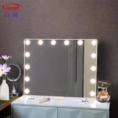 China Customized Black Chorome Light Vanity Makeup Lighted Mirror with Hollywood Style for sale