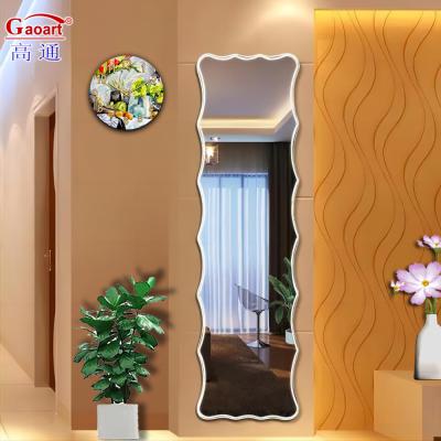 China Frameless Wall Mirror Wavy Full Length Rectangular Mirror for French Vintage Bathroom for sale