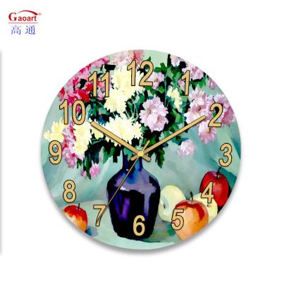 China Decorative Custom Small Decor Decoration Bedroom UV Clock Glass Wall Large Sublimation Everyday for sale