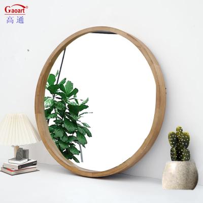 China Bathroom Wooden Frame For Mirror Customized Size Wood Antique Round Arch Rustic Home Decor for sale