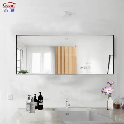 China Framed Black Iron Glass Gold Bathroom Wall Art Sticker Frame Mirror for Home Wineshop for sale