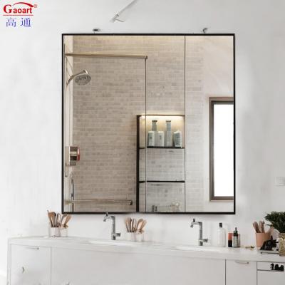 China Home Wineshop Reflection Fashion Iron Black Bathroom Wall Mirror with Aluminium Frame for sale