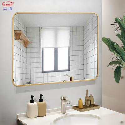 China Adesivo de aluminio negro marco de oro oval espejo de vidrio pintura de pared para el baño en venta