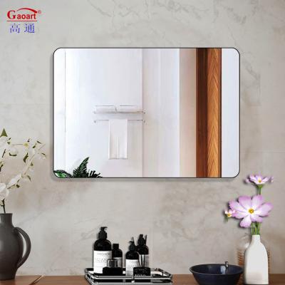 Chine Salle de bains ovale encadrée Art mural moderne accrocheur gros autocollant en aluminium cadre en or miroir à vendre