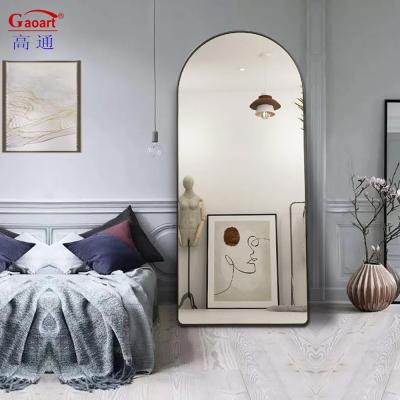 China Grande espelho de piso em Rose Gold Arch Room Black Arched Frame para ocasião diária à venda