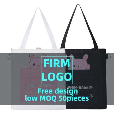 China Wholesale Cheap Custom High Quality Custom Color Logo Color Logo Tote Zipper Handled Shopping Bags Cotton Canvas Carton Cute Single Shoulder Bag For Girl for sale