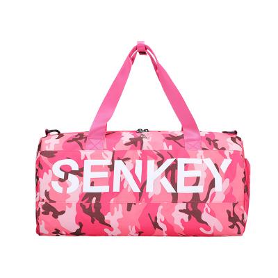 China Hot sale 2021 fashion large capacity logo custom made pink gym women duffel bags waterproof sports travel bag with shoe compartment for sale