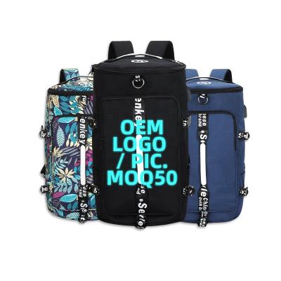 China With custom logo gym bag gym bagpack gym bagpack gym backpack USB gym bag USB travel bag with separate wet dry pocket for sale