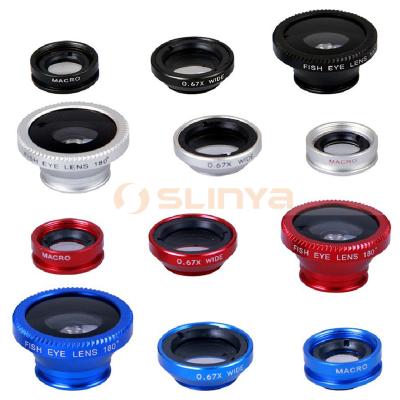 China Mobile Phone Lens 3 In 1 Fish Wide Angle Macro Lens For Phone SL194 for sale