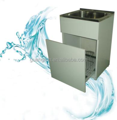 China Without Faucet Commercial Stainless Steel Laundry Tub Cabinet With Drawer GR-X003 for sale