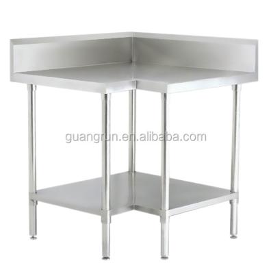 China Commerical GR-402 610x610x900mm Stainless Steel Corner Working Table With One Undershelf for sale