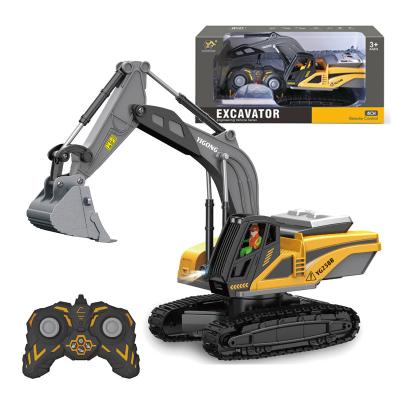 China RC Construction Vehicles 8 Channel 2.4G Remote Control Digger Toys Remote Control Toys Excavator Full Function with Sound and Lights for sale