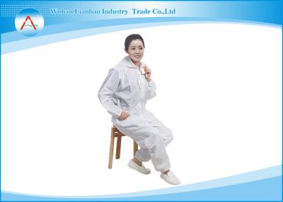 China White Polyester Antistatic Dust Free Workwear Coverall with Hood for sale