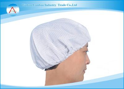 China 0.25 / 0.5CM Stripe / Grid White Sterile Worker Cap Washable for Chemical Industry for sale