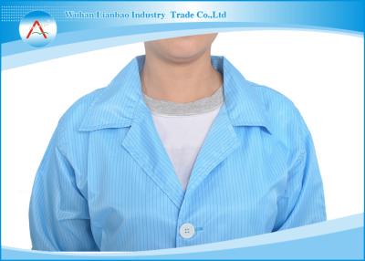 China Polyester / TC / Cotton Antistatic Laboratory Coat ES Smock Safety Garments Blue Color for sale