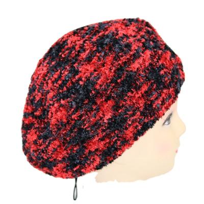 China Dobby Lady Knitted Berets Women Jewish Snood Chenille Beret Hats for sale