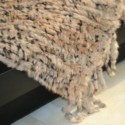 China Anti-Static Fur Blanket Rabbit Fur Knit Cheetah Blanket Leopard Print Blanket With Tassel for sale