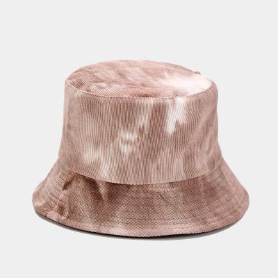 China Fashion Cotton Logo Corduroy Picture Reversible Bucket Hat Custom Tie Dye Fisherman Hat for sale