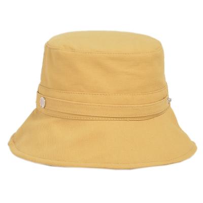 China Prevent From Sun Burn White Bucket Hat Popular Simple Loose Women Washed Custom 100% Cotton Bucket Hat for sale