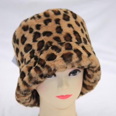 China Fluffy Women's Furry Bucket Hats Cow Print Leopard Print Winter Fuzzy Hat for sale