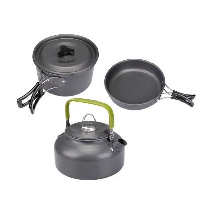 China New Combination Viable Outdoor Camping Pot Set Teapot Folding Amazon Pot and Portable Enamel Cast Iron Cookware Set for sale