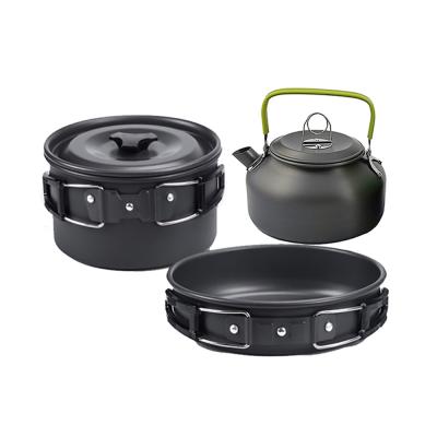 China Sustainable Cheap 6pcs Cookware Set Outdoor Cookware Sets Aluminum Cooking Pot Sets for sale