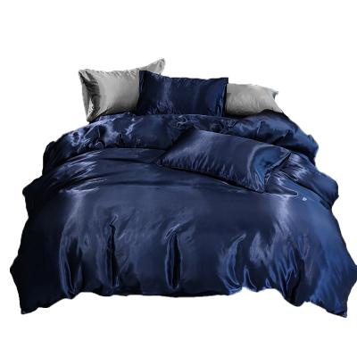 China Anti-Pulling China Factory Satin Silk Bedding Home European And American Border Textile Bed Skirt 3Set Home Pillowcase for sale