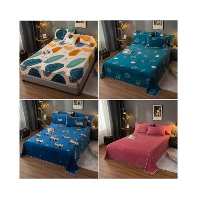 China Amazon New Anti-static Hot Selling Milk Velvet Bed Sheet Single Thick Double-sided Bed Skirt Sets for sale