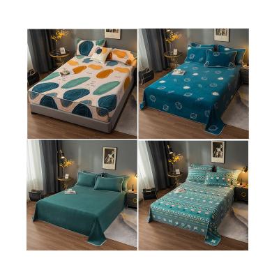 China New Cheap Wholesale Hot Selling Milk Velvet Bed Sheet Simple Thick Double-Sided Double-Sided Bed Skirt Sets Anti-static for sale