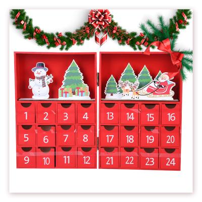 China Creative Countdown Calendar Gift Kids Christmas Decoration Gift Candy Drawer Storage Box Christmas Wooden Calendar for sale