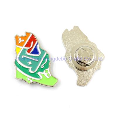 China 2030 Lapel Saudi National Day Saudi Arabia Enamel Pin Nation Vision 91 Metal Badge Brooch Custom Wholesale Saudi MBS UAE Pin Magnetic for sale