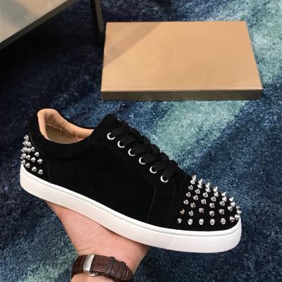 China Fashion Trend 2022 New Arrival Factory Wholesale Men's Genuine Leather Casual Shoes Red Bottom Spike Shoes For Men for sale