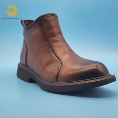 China Fashion Trend 2022 New Arrival Top Quality Top Grain Genuine Leather Plush Thickened Thermal Winter Men Chelsea Boots For Men for sale