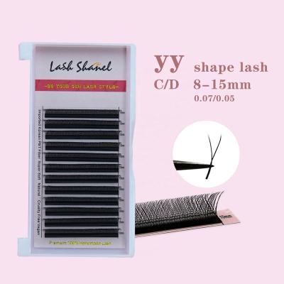 China Natural Softer / Lighter Weight / Durable / Curl / Stable Fluffy / Fans Volume Lash Extension Supplies YY Shape Volume 0.05 0.07 DD L Individual Wick W3d 4d C D Clover Lash Eyelash Extensions private label for sale