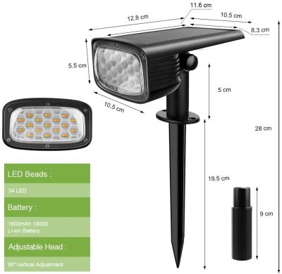 China Good Design 700 Lumen Solar Power LED Spotlight Outdoor Garden Lawn Lamp Waterproof Modern Solar Camping Light With SMD*34pcs for sale