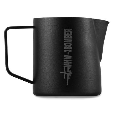 China MHW-3BOMBER 500ml Pointed Bartender Accessories Matte Black Milk Pitcher Cylinder Mouth Design Stainless Steel Viable Milk Pitcher for sale